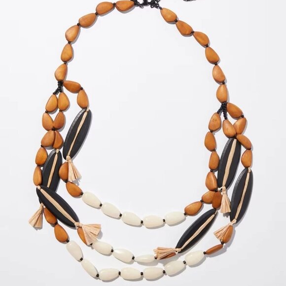 NWOT CHICOS WOOD BEADED NULTISTRAND NECKLACE. - Picture 2 of 2